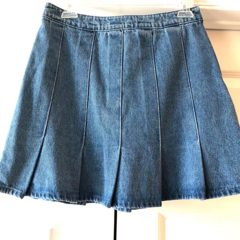 NWT LE LIS Pleated Denim Tennis Mini Skirt M - Picture 5 of 7
